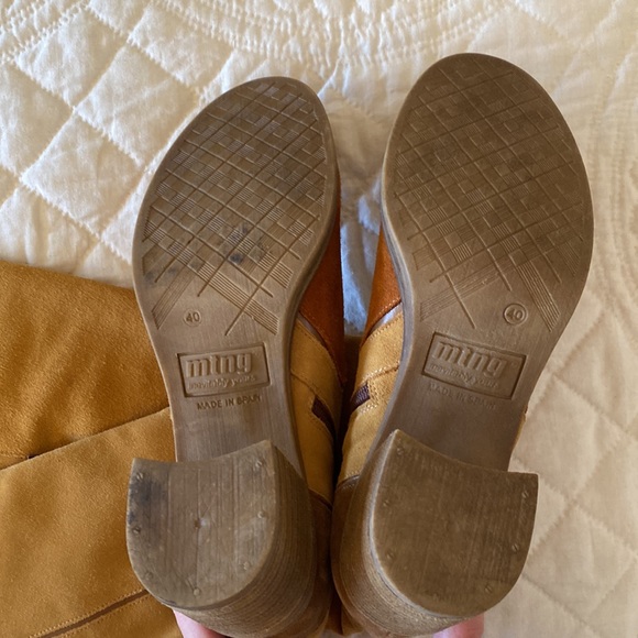 {mtng} Color block suede tall wide calf boots | yellow/orange/brown sz 40 - Picture 7 of 9